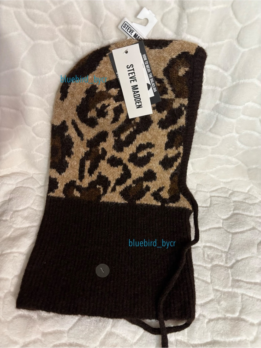 Steve Madden Leopard Knit Balaclava